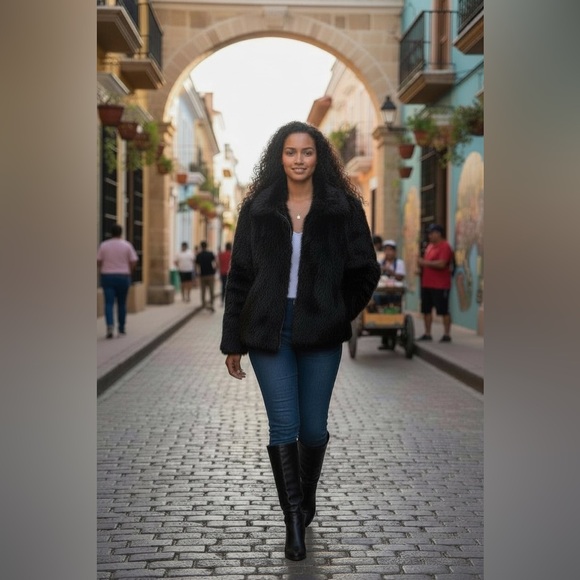 Micheal Kors Large Black Fur Jacket - Picture 1 of 7